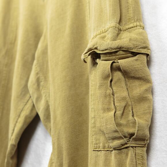 NICOLE MILLER Linen Lyocell Pull On Cargo Pants Relaxed Fit Lagenlook Ochre XL - Picture 5 of 9